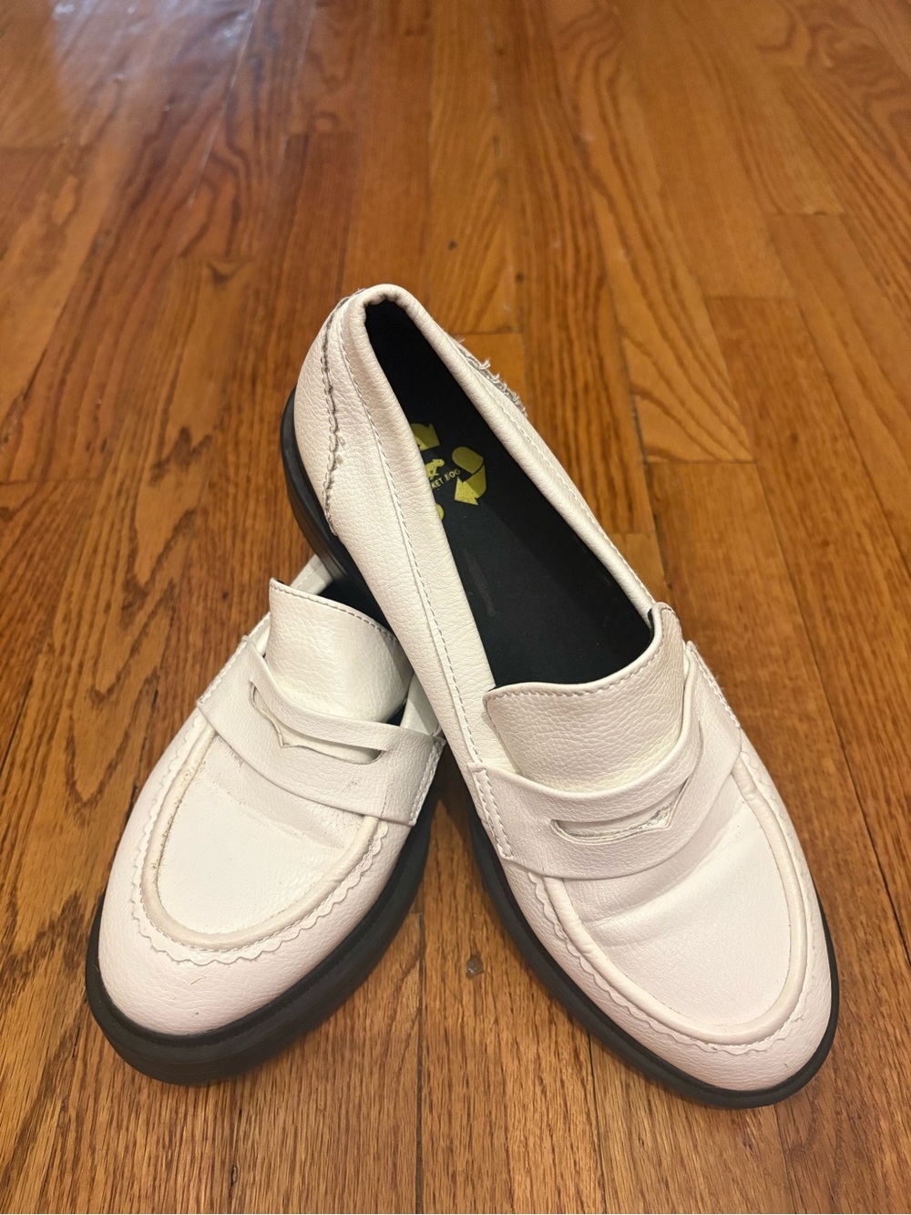 White lug sole loafers